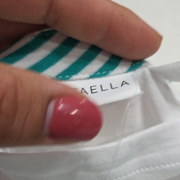 Rafaella Women's 3/4 Sleeves Blue and White Striped Blouse Sz L 100% Cotton New - Picture 3 of 10